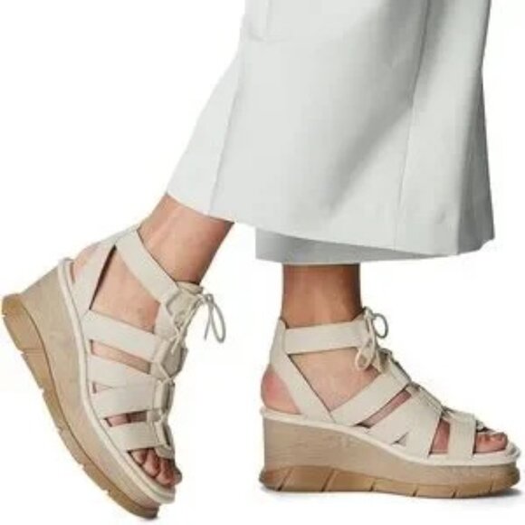 Sorel Shoes - SOREL Joanie III Lace Wedge Sandals – Chalk Leather – Size 6.5